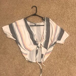 Striped tie crop top